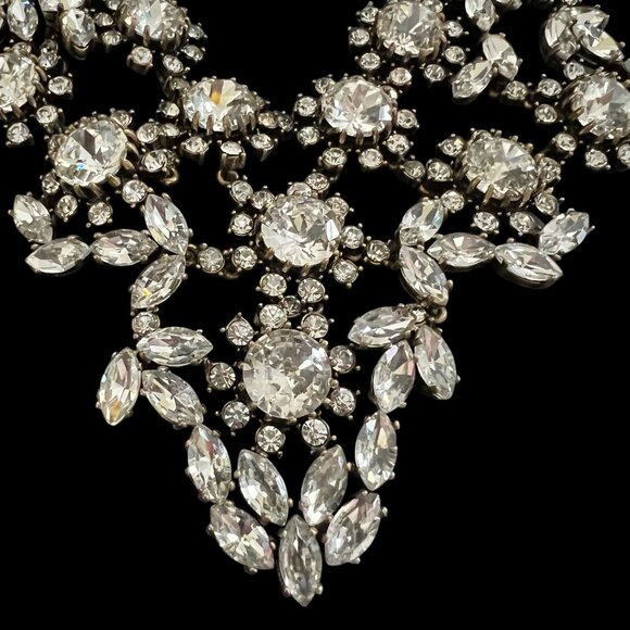 J Crew Czech Glass Crystal Floral Bib Statement Necklace Gold Plated Wedding WOW - Picture 6 of 16